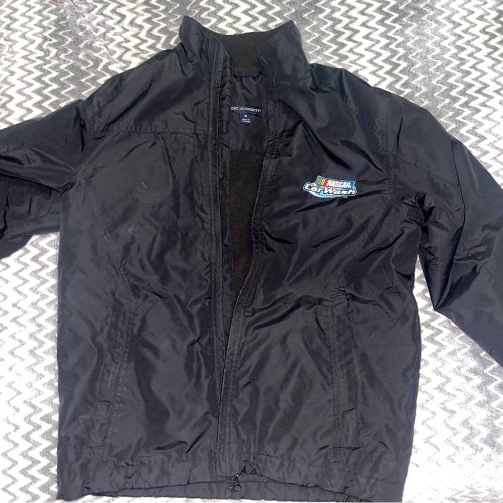 Nascar Black Windbreaker Jacket with Stand-Up Collar